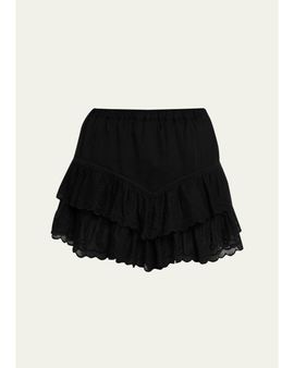 Etoile Isabel Marant Jocadia Embroidered Tiered Mini Skirt