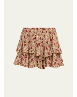 Etoile Isabel Marant Jocadia Floral Ruffled Cotton Miniskirt