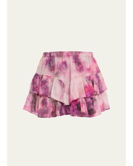 Etoile Isabel Marant Jocadia Tie-Dye Cotton Ruffle Mini Skirt