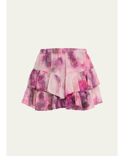 Etoile Isabel Marant Jocadia Tie-Dye Cotton Ruffle Mini Skirt