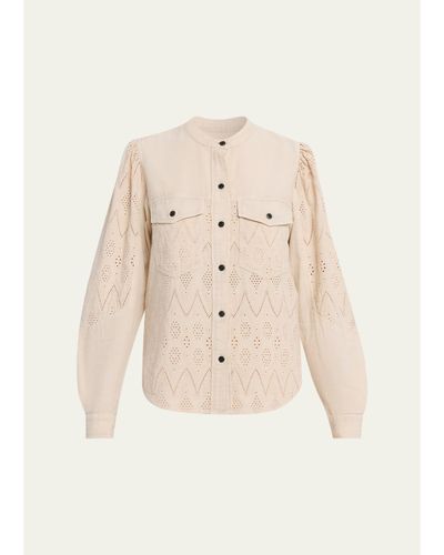 Etoile Isabel Marant Kaina Eyelet Cotton Button-Front Shirt