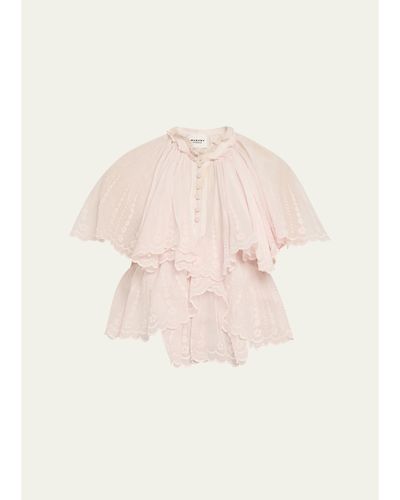 Etoile Isabel Marant Lorna Scalloped-Trim Cotton Voile Blouse
