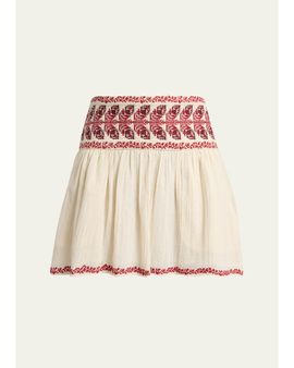 Etoile Isabel Marant Picadilia Embroidered Cotton Gauze Mini Skirt