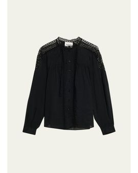 Etoile Isabel Marant Polda Embroidered Georgette Blouse