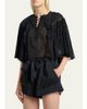 Etoile Isabel Marant Veenia Polka-Dot Pleated Cotton Voile Crop Blouse - 4