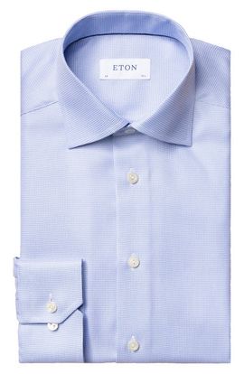 Eton Eton Contemporary Fit Micro Houndstooth Cotton Dobby Dress Shsirt