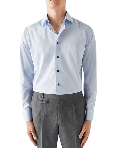 Eton Eton Contemporary Fit Twill Shirt with Contrast Buttons