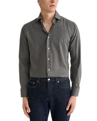 Eton Eton Cotton Contemporary Fit Solid Flannel Dress Shirt