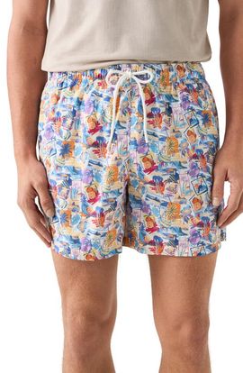Eton Eton Postcard Print Swim Trunks