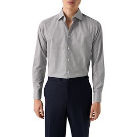 Eton Eton Regular Fit Microprint Signature Cotton Twill Dress Shirt