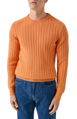 Eton Eton Rib Knit Cotton Crewneck Sweater