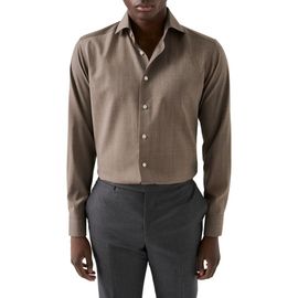 Eton Eton Slim Fit Blue Mélange Wool Dress Shirt