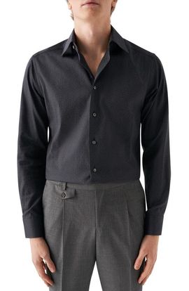 Eton Eton Slim Fit Floral Cotton Jacquard Dress Shirt