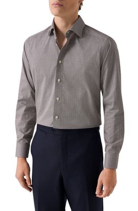 Eton Eton Slim Fit Microprint Signature Cotton Twill Dress Shirt