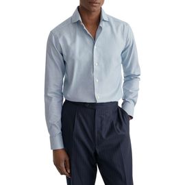 Eton Eton Slim Fit Semisolid Blue Cotton Dobby Dress Shirt