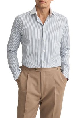 Eton Eton Slim Fit Stripe Twill Cotton Dress Shirt