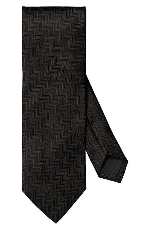 Eton Eton Solid Black Silk Herringbone Tie 
