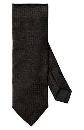 Eton Eton Solid Black Silk Herringbone Tie 