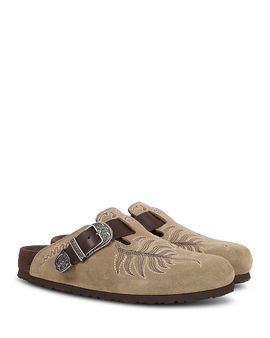 Birkenstock Birkenstock x Etro Women's Boston Suede Embroidered Mule Flats