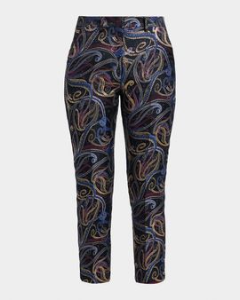 Etro Bristol Paisley Jacquard Duchesse Satin Cropped Pants