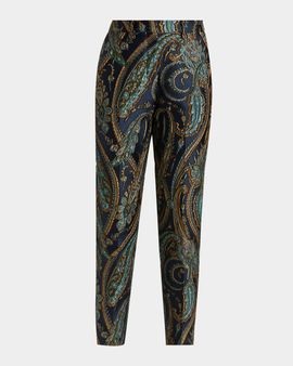 Etro Bristol Paisley Jacquard SLim-Leg Ankle Trousers