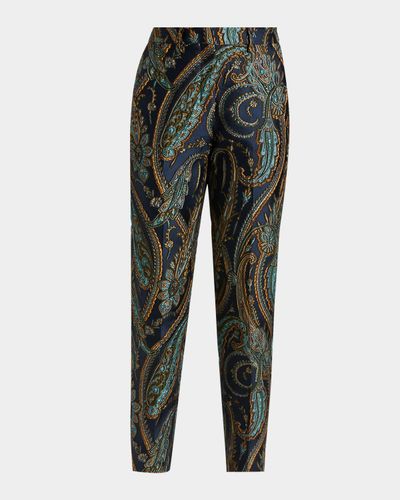 Etro Bristol Paisley Jacquard SLim-Leg Ankle Trousers