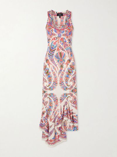 ETRO Cut-out paisley-print satin-jersey midi dress
