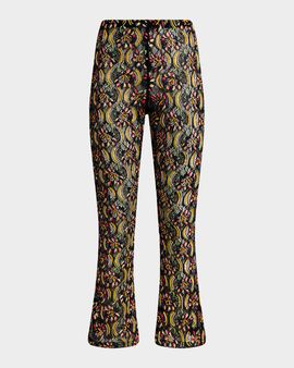 Etro Embellished Lace Kickflare Ankle Trousers