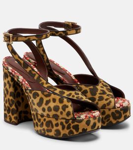 Etro Etro 120 leopard-print canvas platform sandals
