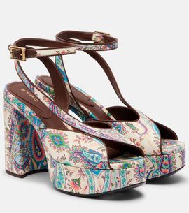 Etro Etro 120 paisley canvas platform sandals