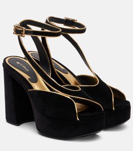 Etro Etro 90 asymmetrical velvet platform sandals