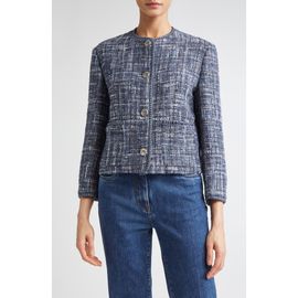 Etro Etro Abstract Check Crop Bouclé Jacket