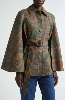 Etro Etro Belted Paisley Gabardine Cape