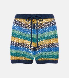 Etro Etro Crochet striped cotton-blend shorts