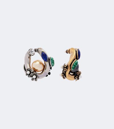 Etro Etro Crystal-embellished faux-pearl hoop earrings