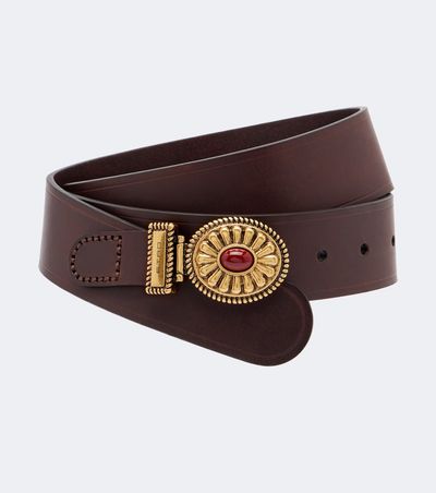 Etro Etro Crystal-embellished leather belt