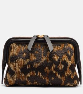 Etro Etro Doc leather-trimmed raffia-effect clutch