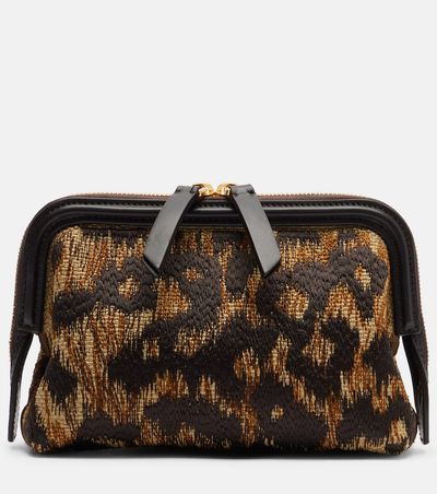 Etro Etro Doc leather-trimmed raffia-effect clutch