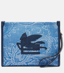 Etro Etro Eyes Mini embroidered denim jacquard pouch