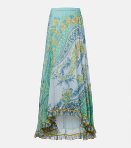 Etro Etro Floral asymmetric silk midi skirt