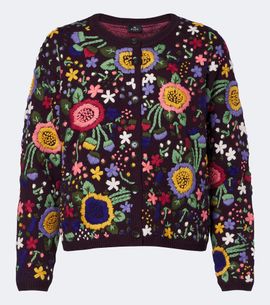 Etro Etro Floral embroidered wool cardigan