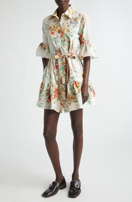 Etro Etro Floral Print Stretch Cotton Shirtdress