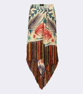 Etro Etro Fringed printed asymmetric silk maxi skirt