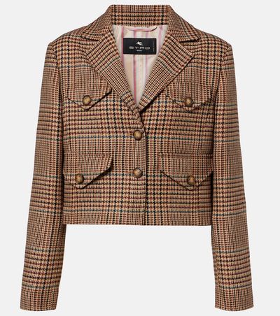 Etro Etro Houndstooth cropped wool blazer