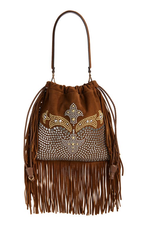 Etro Etro Kalispera Stud & Fringe Suede Shoulder Bag