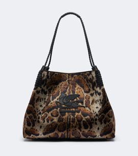 Etro Etro Libra Large leopard-print velvet tote bag