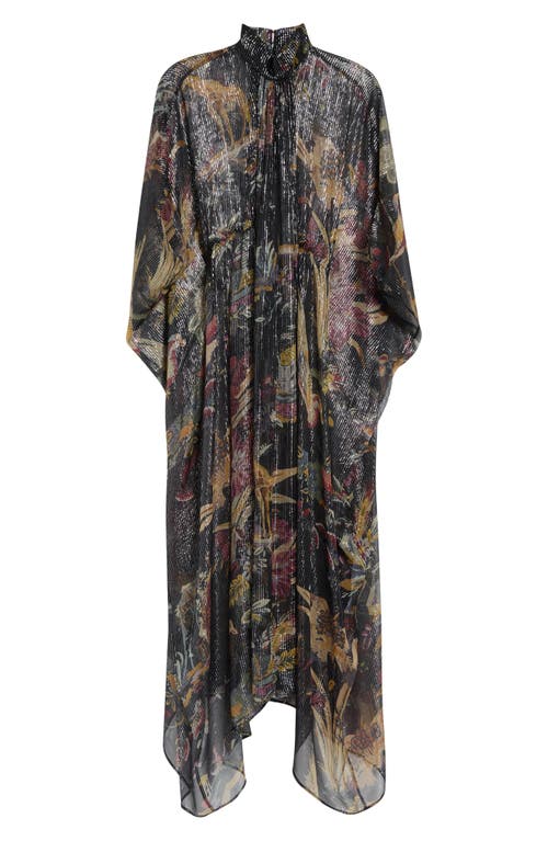 Etro Etro Metallic Stripe Print Silk Chiffon Dress