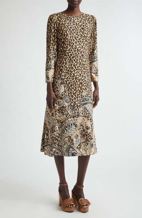 Etro Etro Mixed Print Long Sleeve Midi Dress