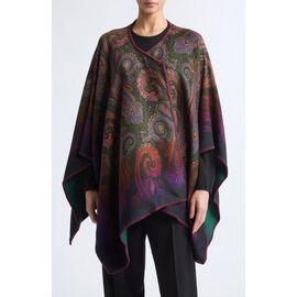 Etro Etro Ombré Paisley Swirl Reversible Wool Blend Cape