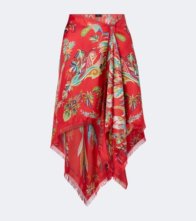 Etro Etro Paisley asymmetric silk twill miniskirt